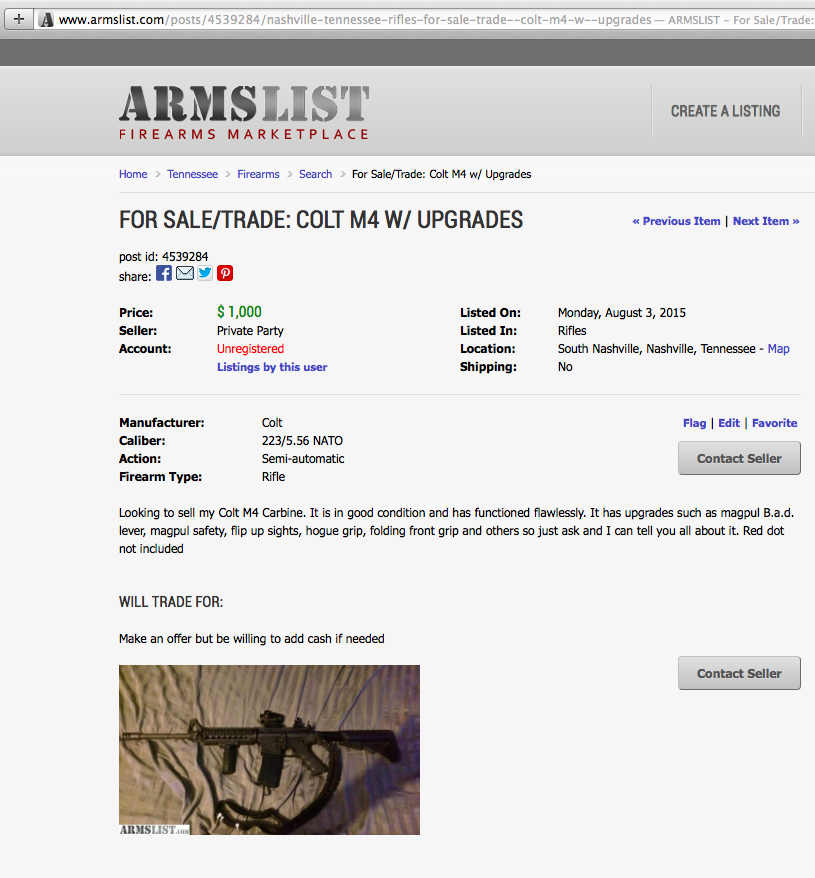 For Sale - Colt M4 - Nashville